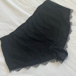 Victoria’s Secret Silky Lace Pajama Shorts Black XL Drawstring Smooth Soft